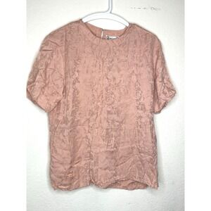 Vintage Silk Land Women's Top Medium Y2K Office Inspo Floral Blouse Shirt Career